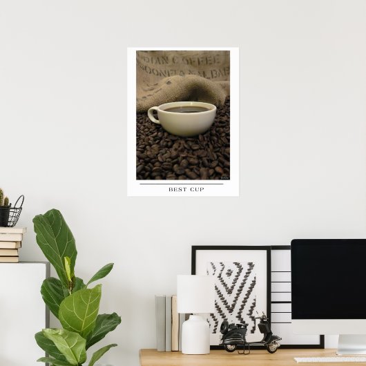 Beste Beker - Stuur Koffie Kunst Poster (Thuiskantoor)