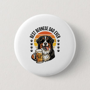 Beste Berner Vader Ooit Vintage Hond Bier Shirt On Ronde Button 5,7 Cm