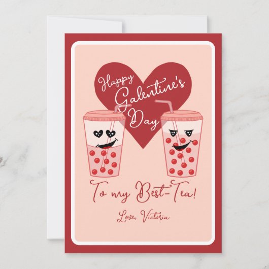 Beste Beste Thee Galentine's Valentijnsdag Feestdagenkaart (Voorkant)