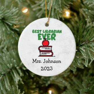 "Beste bibliothecaris ooit" Kerstornament Keramisch Ornament