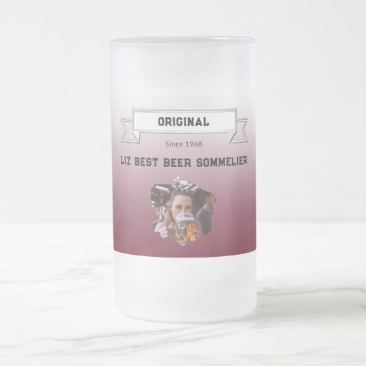Beste bier-sommelier donkerrood wit verloop foto matglas bierpul (Center)
