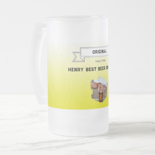 Beste bier Sommelier Geel Wit Gradient & Foto Matglas Bierpul (Voorkant links)