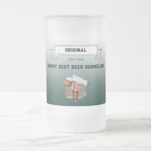 Beste Bier Sommelier Groen Wit Gradiënt Foto Matglas Bierpul