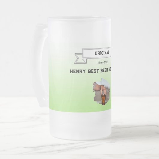 Beste bier Sommelier Groen Wit Gradient & Foto Matglas Bierpul (Voorkant links)