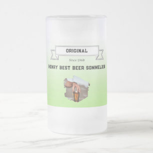 Beste bier Sommelier Groen Wit Gradient & Foto Matglas Bierpul