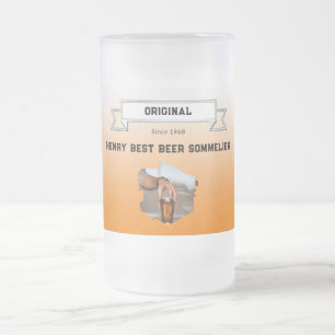 Beste bier-sommelier oranje witte verloop foto matglas bierpul