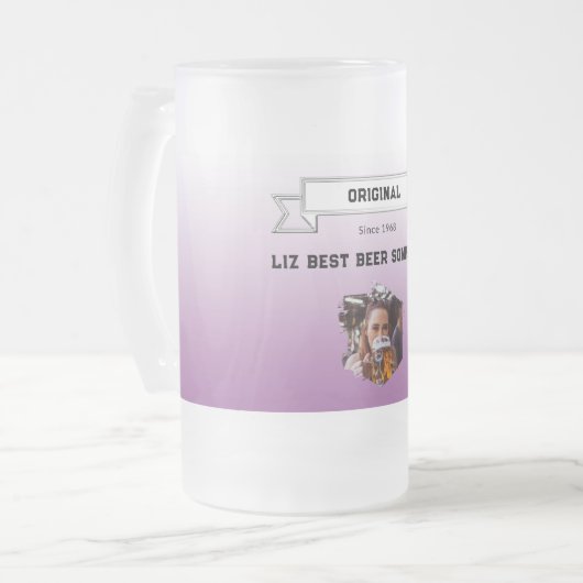 Beste bier Sommelier Violet White Gradient & Foto Matglas Bierpul (Voorkant links)