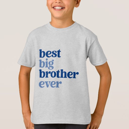 Beste Big Brother ooit grijs met blauwe tekstbakke T-shirt (Voorkant)