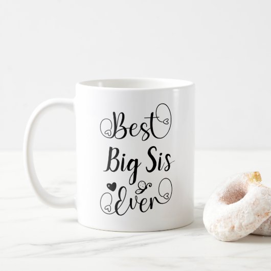 Beste Big Sister ooit Typografie Cursief Script Koffiemok (Met donut)