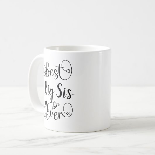 Beste Big Sister ooit Typografie Cursief Script Koffiemok (Voorkant links)