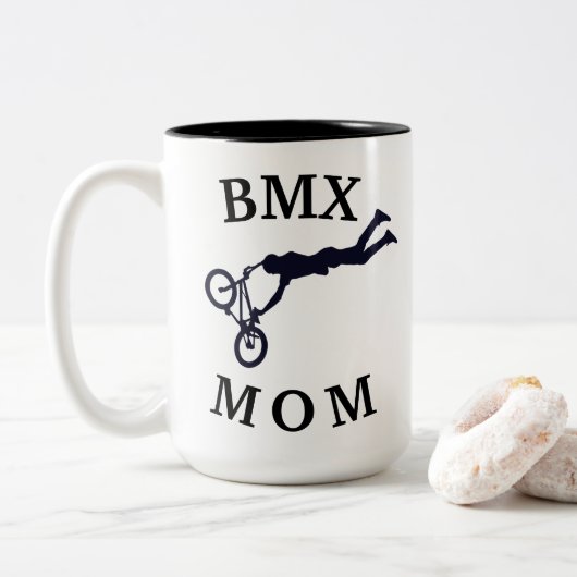 Beste "BMX MAM" ooit! Moederdag Tweekleurige Koffiemok (Met donut)