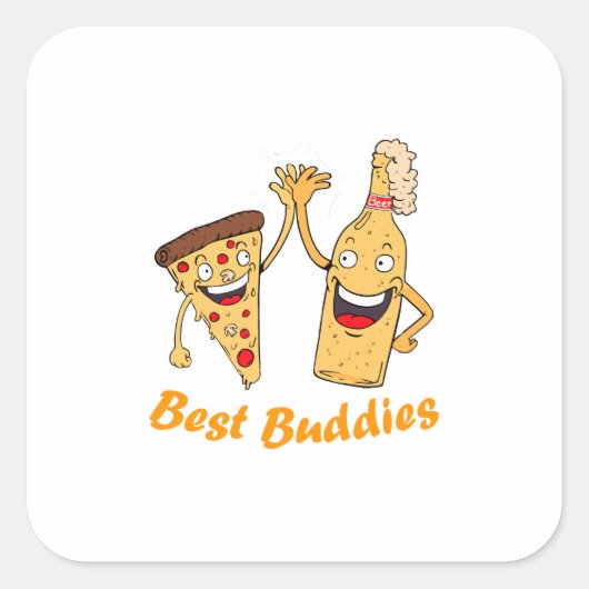 Beste Boeddies Pizza en Beer Vierkante Sticker (Voorkant)