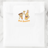 Beste Boeddies Pizza en Beer Vierkante Sticker (Tas)
