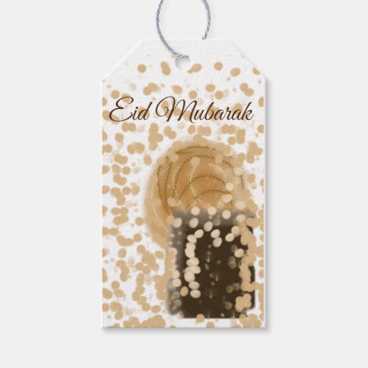 Beste Boho chique gouden elegante Happy Eid Mubara Cadeaulabel (Voorkant)