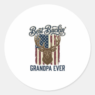 Beste Bok Grandpa Ooit Hertenjacht Shirt Ontwerp Ronde Sticker