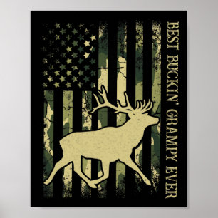 Beste bokkende opa ooit Camo Amerikaanse vlag Here Poster