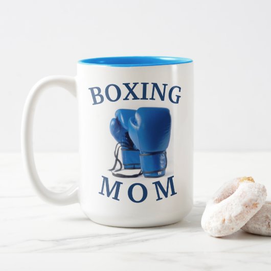 Beste "BOKSEN MAM" ooit! Moederdag Tweekleurige Koffiemok (Met donut)