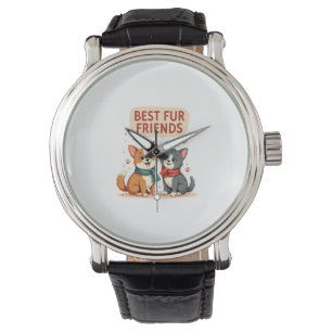 Beste bontvrienden Vintage schattige kat en hond C Horloge