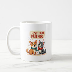 Beste bontvrienden Vintage schattige kat en hond C Koffiemok