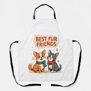 Beste bontvrienden Vintage schattige kat en hond C Schort