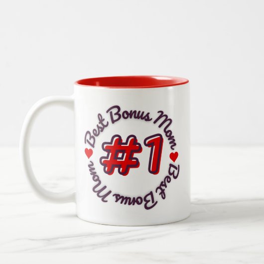 Beste bonus mam #1 Moederdag Tweekleurige Koffiemok (Links)