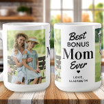 Beste BONUS MAM Ooit Custom 2 Foto Stap Mam Koffiemok<br><div class="desc">Introductie van onze oprechte Moederdag koffie mok, speciaal ontworpen voor bonus moeders, stap moeders, en stap moeders die een speciale plaats in ons hart. Deze moderne en stijlvolle mok bevat de boodschap: "Beste Bonus Moeder Ooit" Het is een lieve en oprechte manier om dankbaarheid en liefde te uiten aan die...</div>