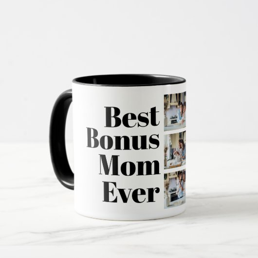 Beste Bonus Mama Ooit Stepmom cadeau 3 Fotocollage Mok (Voorkant links)