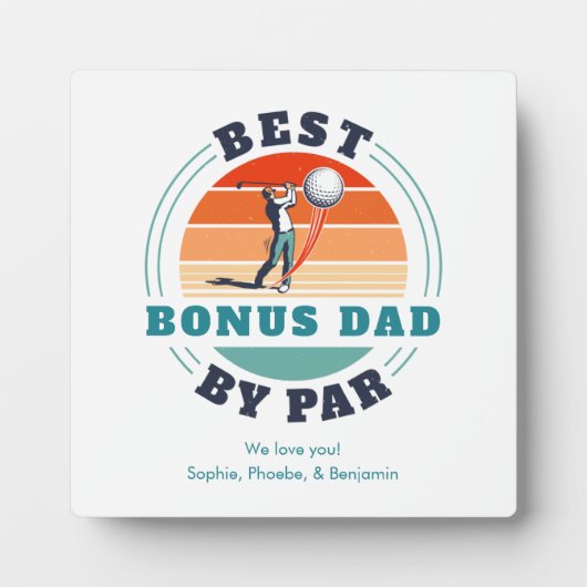 Beste Bonus Pap van Par Retro Stepdad Custom Fotoplaat (Voorkant)