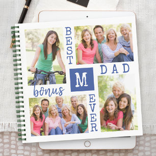Beste Bonus Papa Ooit 4 Fotocollage Monogrammed Notitieboek