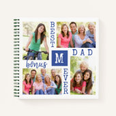 Beste Bonus Papa Ooit 4 Fotocollage Monogrammed Notitieboek (Voorkant)
