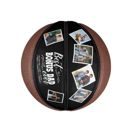 Beste Bonus Papa Ooit Familie Foto's Vaderdag Basketbal (Verticaal)