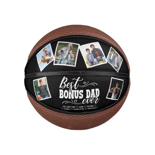 Beste Bonus Papa Ooit Familie Foto's Vaderdag Basketbal (Voorkant)