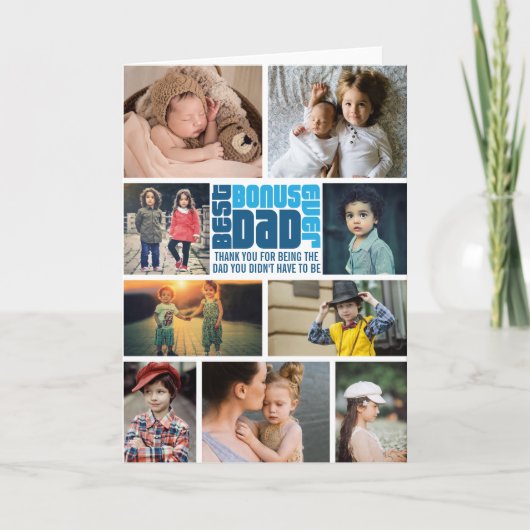 Beste Bonus Papa Ooit Foto Collage Vaderdag Kaart (Voorkant)