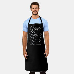Beste Bonus Papa zwart modern script stap kinder n Schort
