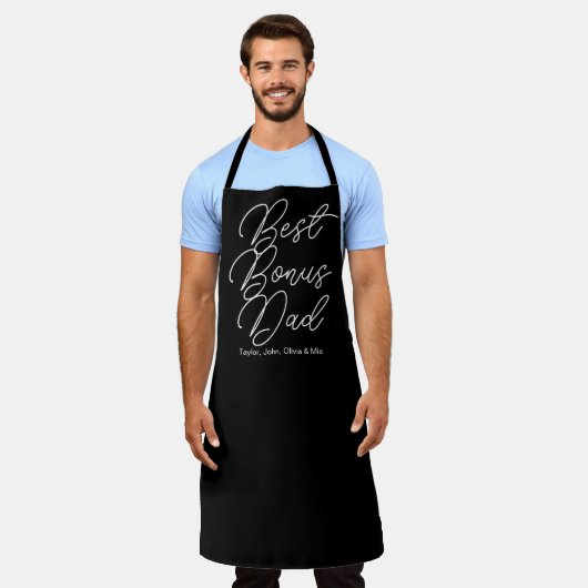 Beste Bonus Papa zwart modern script stap kinder n Schort (Gedragen)