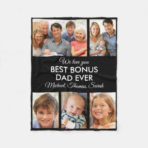 Beste Bonus Vader Ooit Foto Collage Vaderdag Fleece Deken