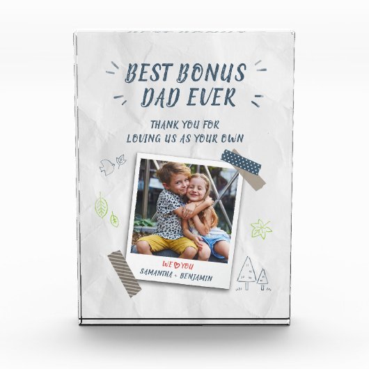 Beste Bonus Vader Ooit KeepSake Custom Fotoblokken (Voorkant)