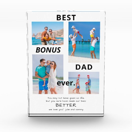 Beste Bonus Vader Ooit Stepdad 4 Foto Vaderdag (Voorkant)