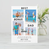 Beste Bonus Vader Ooit Stepdad 4 Foto Vaderdag Feestdagenkaart (Staand voorkant)
