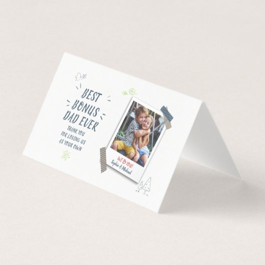 Beste Bonus Vader Ooit Vaderdag Kinder Foto Kaart (Voorkant)