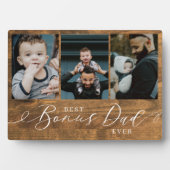 Beste Bonus Vader Ooit Woodgrain Vaders Dag Foto Fotoplaat (voorkant)