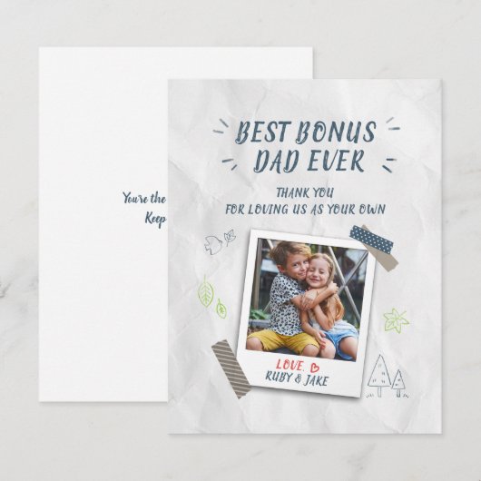 Beste bonus vader vaders dag Stepdad Aangepaste fo (Voorkant / Achterkant)