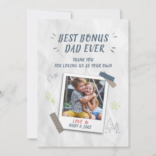 Beste bonus vader vaders dag Stepdad Aangepaste fo Feestdagenkaart (Voorkant)