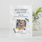 Beste bonus vader vaders dag Stepdad Aangepaste fo Feestdagenkaart (Staand voorkant)