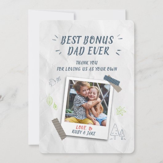 Beste bonus vader vaders dag Stepdad Aangepaste fo Feestdagenkaart (Voorkant)