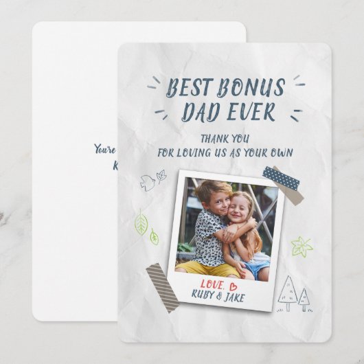 Beste bonus vader vaders dag Stepdad Aangepaste fo Feestdagenkaart (Voorkant / Achterkant)