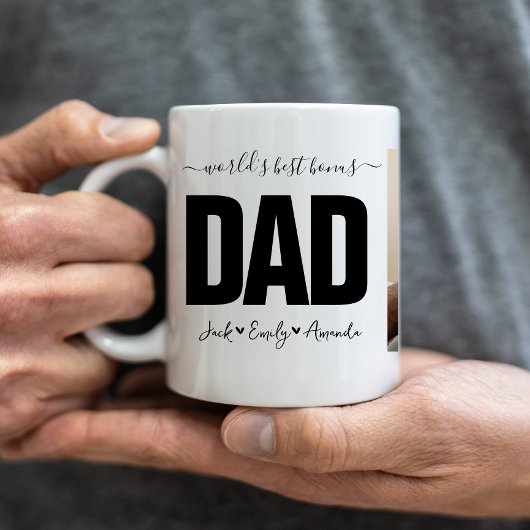 Beste bonusvader ter wereld Fotocollage Koffiemok