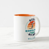 Beste bonusvader van Par Retro Stepdad Birthday Tweekleurige Koffiemok (Voorkant rechts)