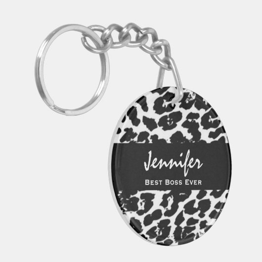 Beste borden ooit - Aangepaste naam zwart - witte  Sleutelhanger (Voorkant Links)