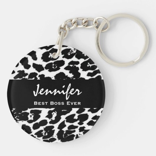 Beste borden ooit - Aangepaste naam zwart - witte  Sleutelhanger (Achterkant)